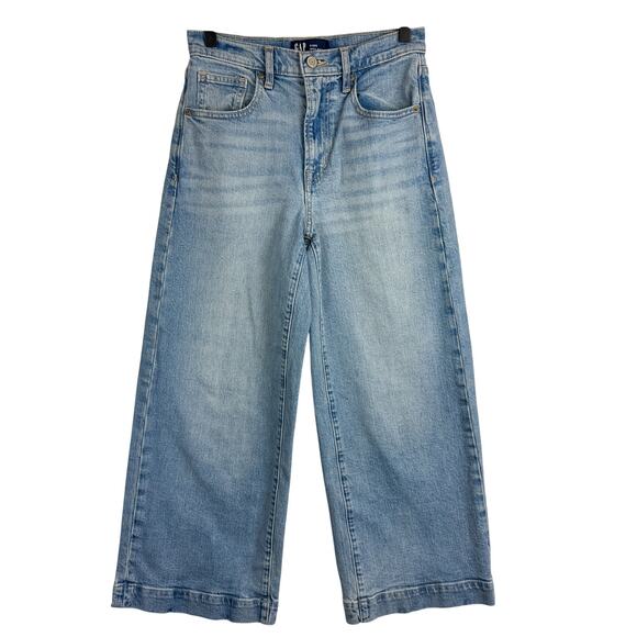 GAP Denim High Rise Wide Leg Crop Jeans Womens - 2 26 S Short - Picture 1 of 9